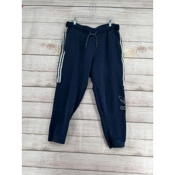 Adidas Originals Embroidered Trefoil Jogger Sweatpants Mens Large Blue White - Picture 1 of 13